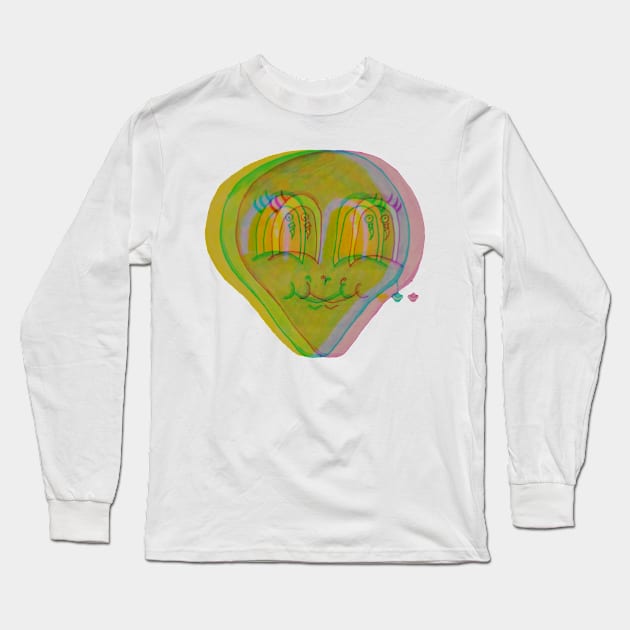 Glitch Rainbow Alien Long Sleeve T-Shirt by Styska